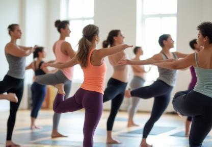 Groupe de personnes pratiquant le yoga dans un studio